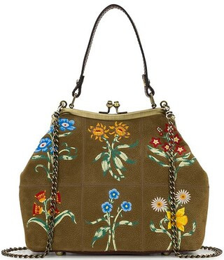 Laureana Floral Leather Kisslock Frame Crossbody Bag | Dillard's