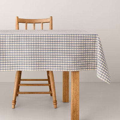 60"x84" Textured Gingham Tablecloth Blue/Natural - Hearth & Hand™ with Magnolia | Target