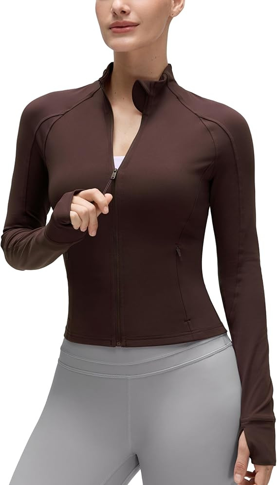 CRZ YOGA Butterluxe Waist Length Jackets for Women - Full Zip Athletic Track Tops with Thumb Hole... | Amazon (US)
