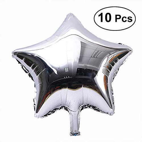 TOYMYTOY Five-Point Star Foil Balloons Party Decoration,Silver,18",Mylar, 10 Pack | Amazon (US)