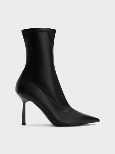 Pointed-Toe Stiletto Heel Ankle Boots
 - Black | Charles & Keith UK