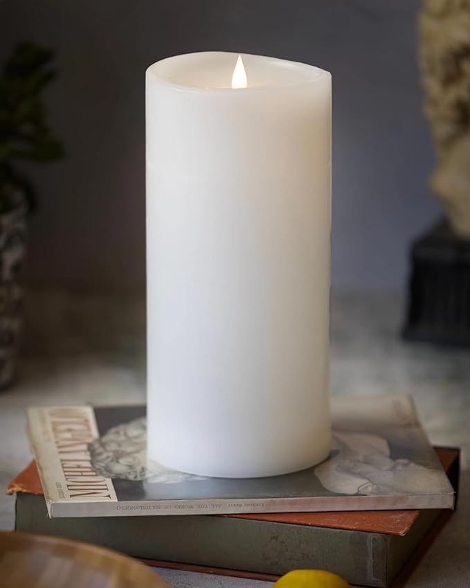 Seasonal Realistic Motion Flameless Electric LED Pillar Candle | 3D Moving Flame | Adjustable Bri... | Amazon (US)