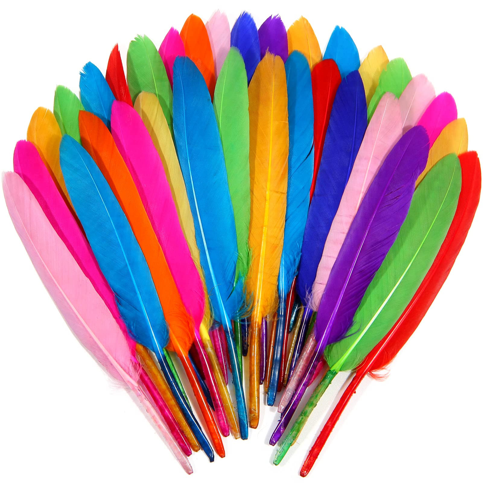 FeelfunFeather 120pcs Mix Colur Goose Cochettes Feather 4-6 inch 10-15cm Bulk Natural for Wedding... | Amazon (US)