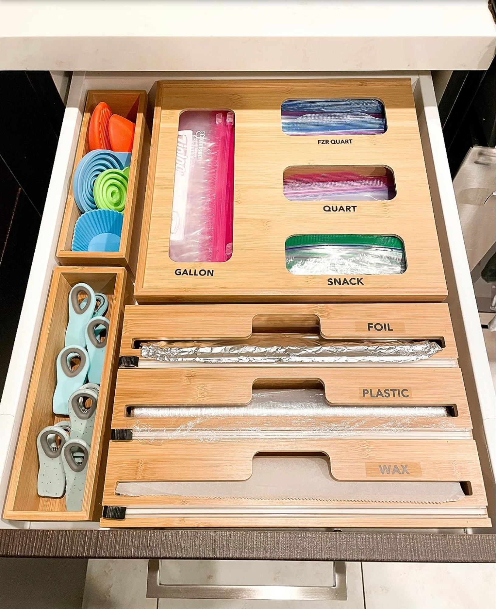 Drawer organizer, zip lock bag organizer, kitchen drawer organizer, bamboo

#LTKFind #LTKunder50 #LTKhome
