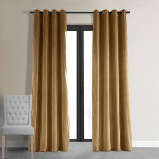 Amber Gold Velvet Grommet Blackout Curtain - 50 in. W x 108 in. L (1 Panel) | The Home Depot