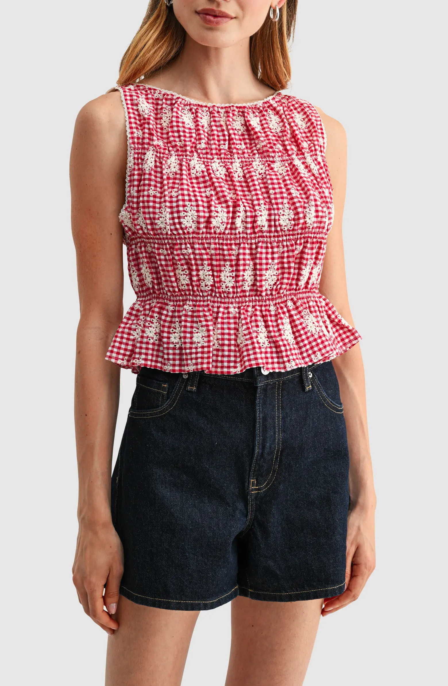 Embroidered Smocked Top | Nordstrom