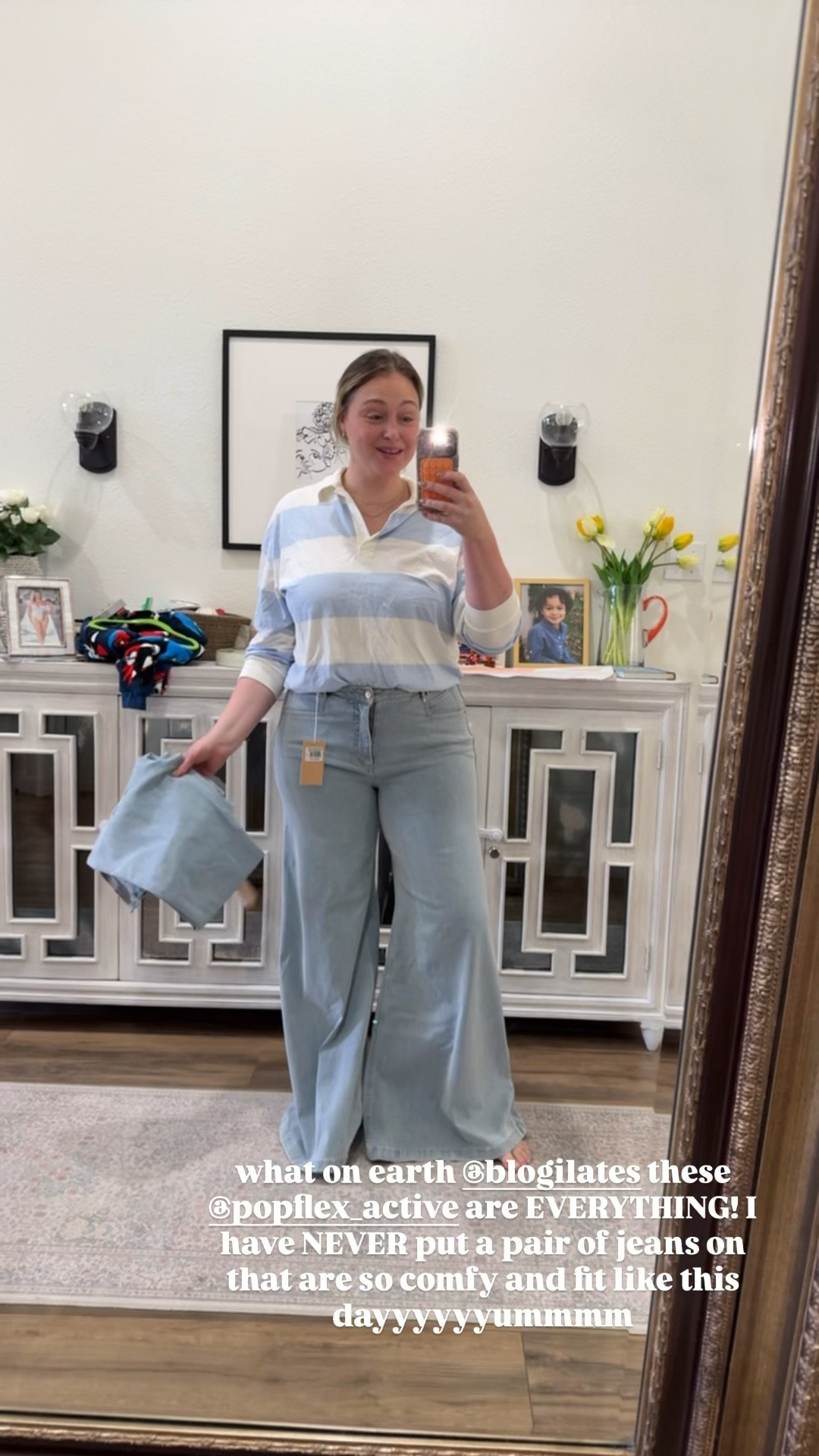 The most comfy stretchy wide leg jeans that fit my size 14 body perfectly no waist gap I’m shooookkk 

#LTKmomlife #LTKPlusSize #LTKootd