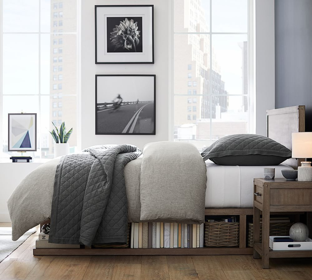 Belgian Flax Linen Diamond Quilt | Pottery Barn (US)