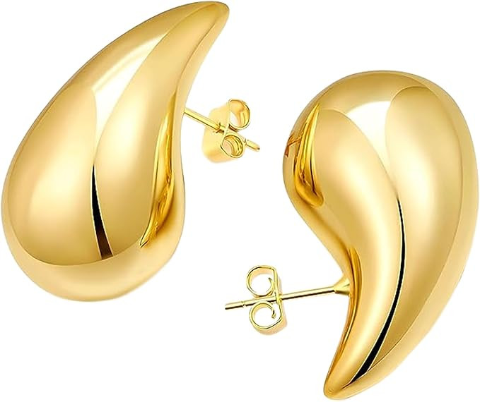 Bottega Earring Dupes for Women Chunky Gold Hoop Earrings for Women Dupes Earrings Waterdrop Tear... | Amazon (US)