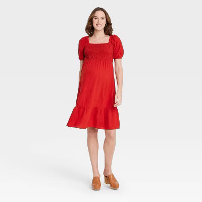 Short Sleeve Smocked Maternity Dress - Isabel Maternity by Ingrid & Isabel™ | Target