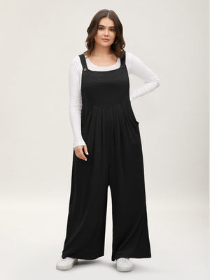 Supersoft Essentials Solid Pleated Pocket Jumpsuit | Bloomchic