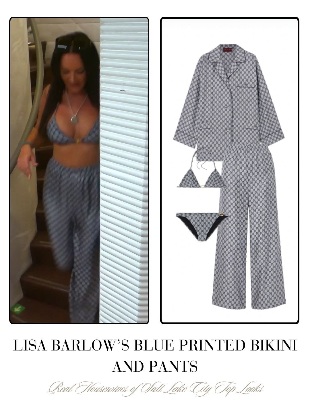 Lisa Barlow’s Blue Printed Bikini and Pants 
