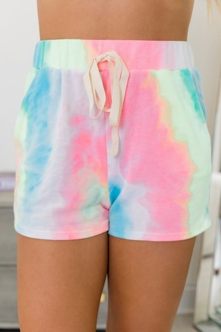 Dynamic Future Tie Dye Shorts Pink Multi | The Pink Lily Boutique