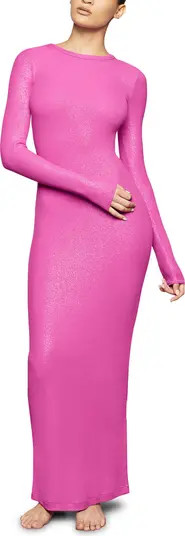 Soft Lounge Shimmer Long Sleeve Maxi Dress | Nordstrom