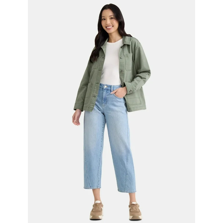 Time and Tru Women's High Rise Barrel Jeans, 26.5" Inseam, Sizes 0-22 | Walmart (US)