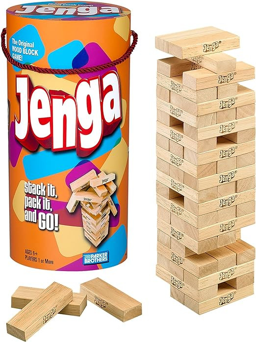 Hasbro Gaming Jenga Wooden Blocks Stacking Tumbling Tower Game | Party Games for Kids & Families ... | Amazon (US)