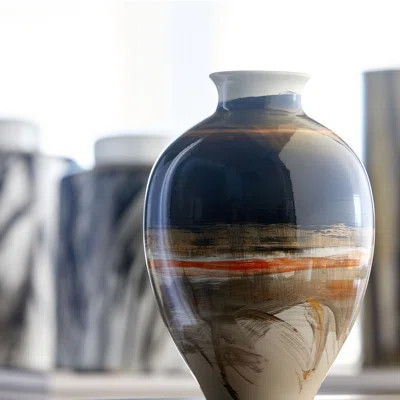 Black 9" Ceramic Table Vase Cyan Design | Wayfair North America