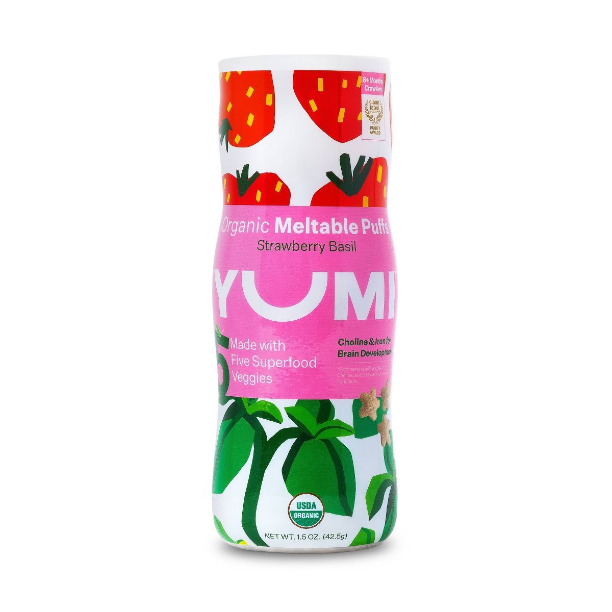 YUMI Organic Strawberry and Basil Baby Snack Puffs - 1.5oz | Target
