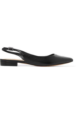 Schutz Woman Glancee Leather Slingback Point-toe Flats Black Size 5 | The Outnet US