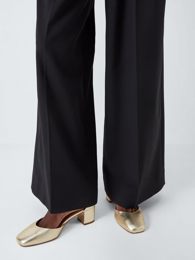 John LewisDakota Leather Two Part Block Heel Open Court Shoes, Gold | John Lewis (UK)