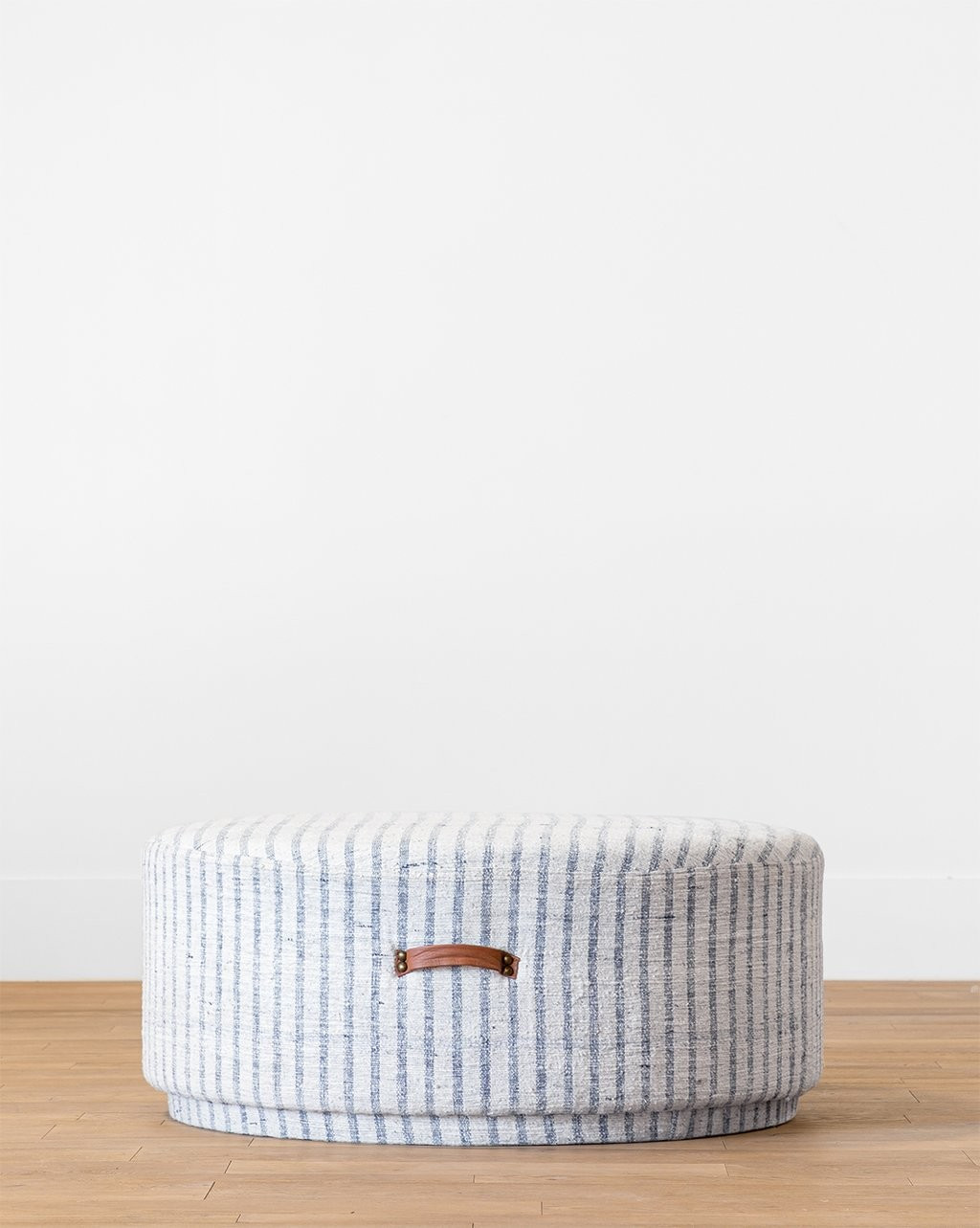McKay Blue Striped Round Ottoman | McGee & Co.