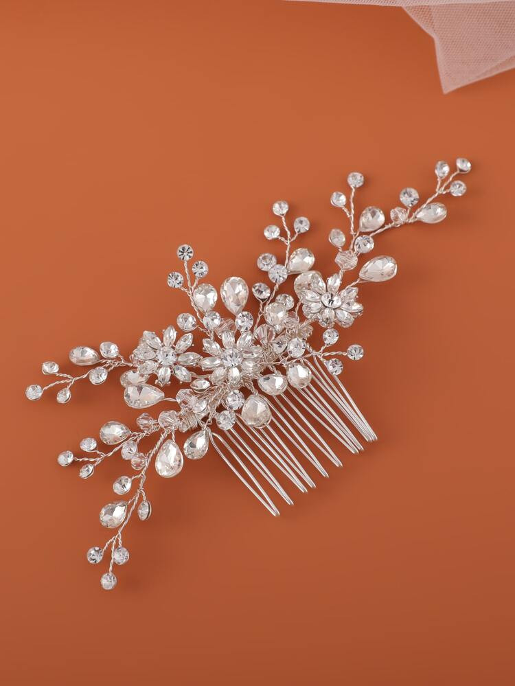 Rhinestone Flower Decor Bridal Hair Comb | SHEIN