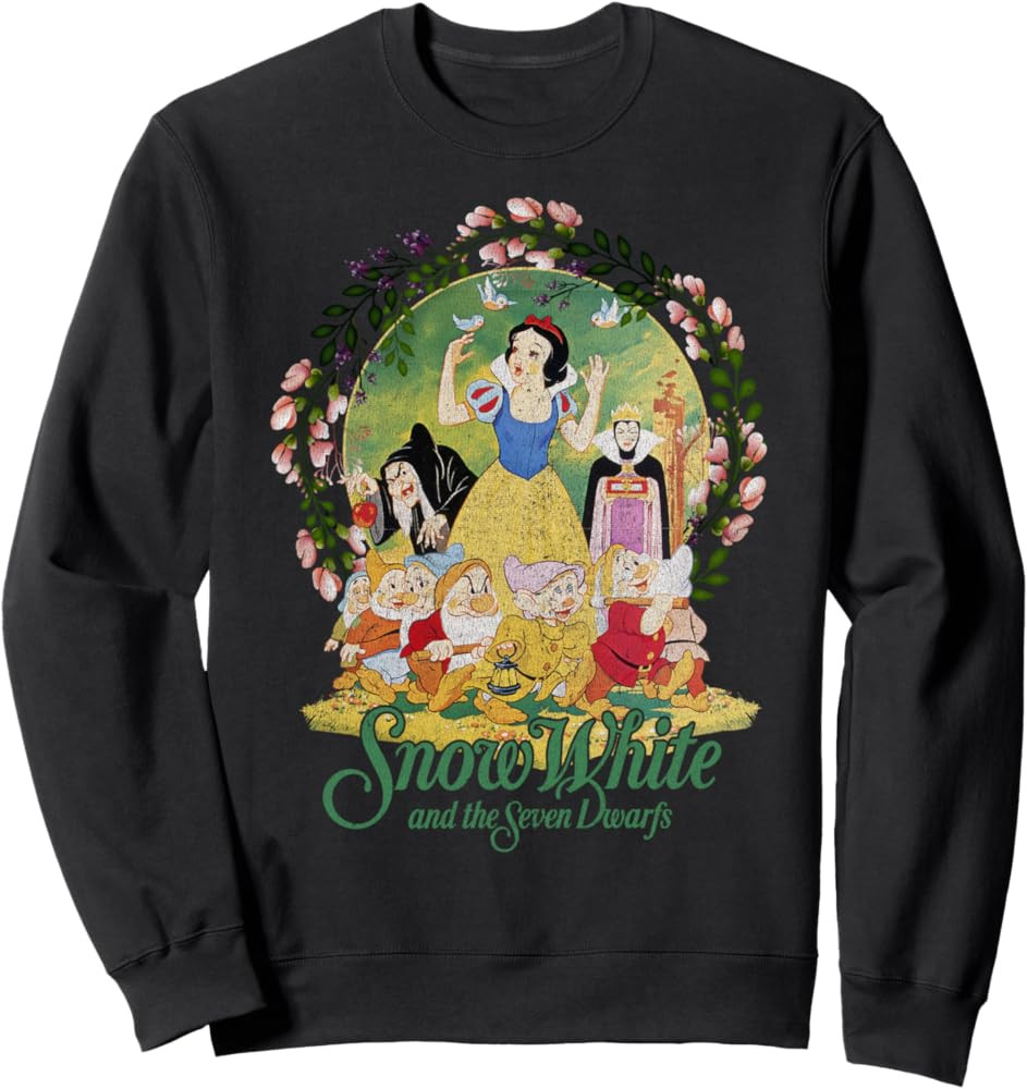 Disney Snow White Main Cast Flower Ring Sweatshirt Sweatshirt | Amazon (US)