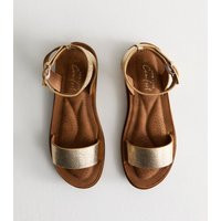 Women's Gold Faux Leather Open Toe Sandals Vegan New Look | New Look (UK)