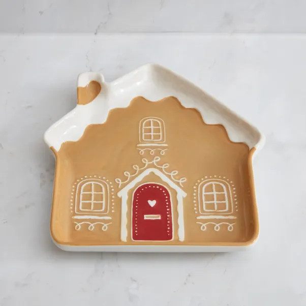 Gingerbread House Stoneware Plate | Dunelm