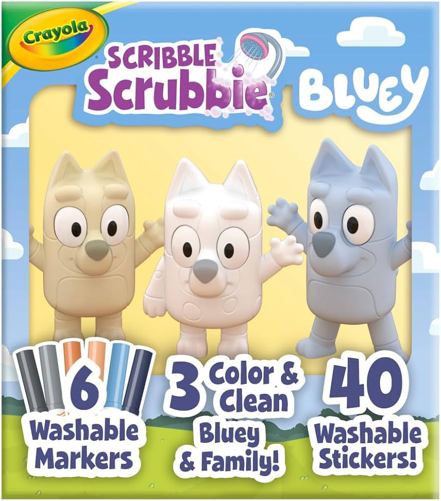 Crayola Scribble Scrubbies Deluxe Bluey Playset (3ct), Toddler Arts & Crafts Kit, Washable Sticke... | Amazon (US)