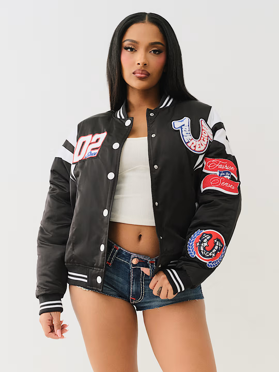 SATIN VARSITY BOMBER JACKET | True Religion