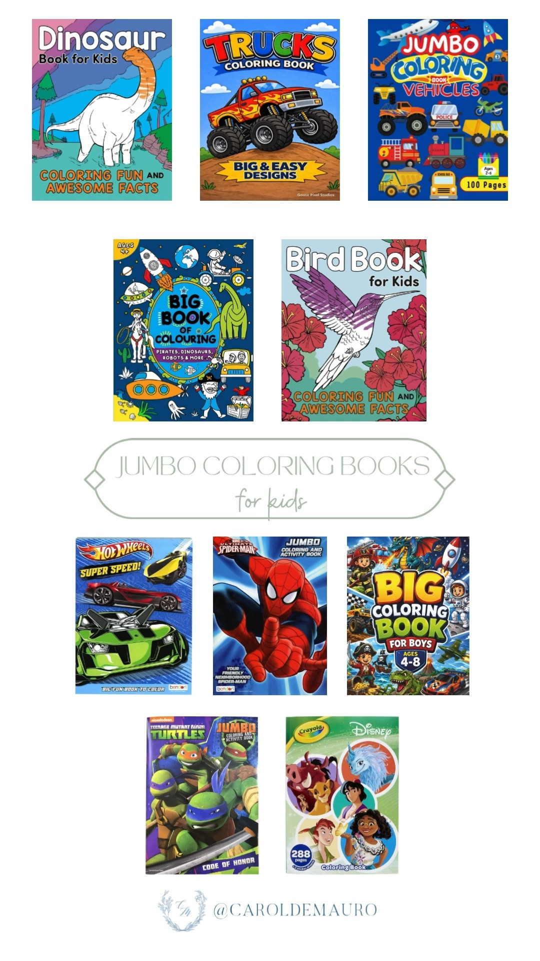 jumbo coloring books, coloring books for kids, creative activity, learning through play, screen free activities, activity books, kids activities, preschool books, quality time, spiderman, ninja turtles, disney, dinosaur

#LTKKids
