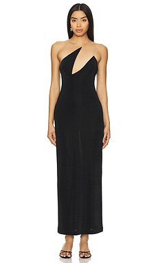 Lama Jouni Double Shoulder Dress in Black from Revolve.com | Revolve Clothing (Global)