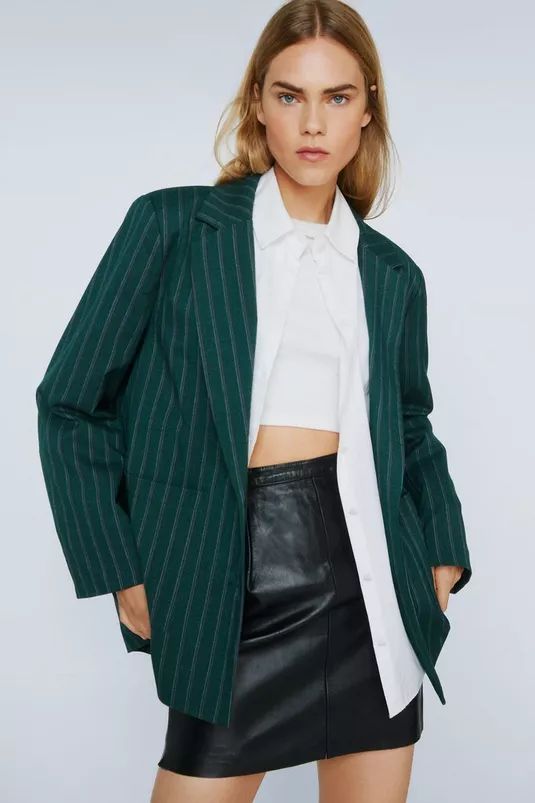 Striped Wool Look Oversized Blazer | NastyGal (UK, IE)