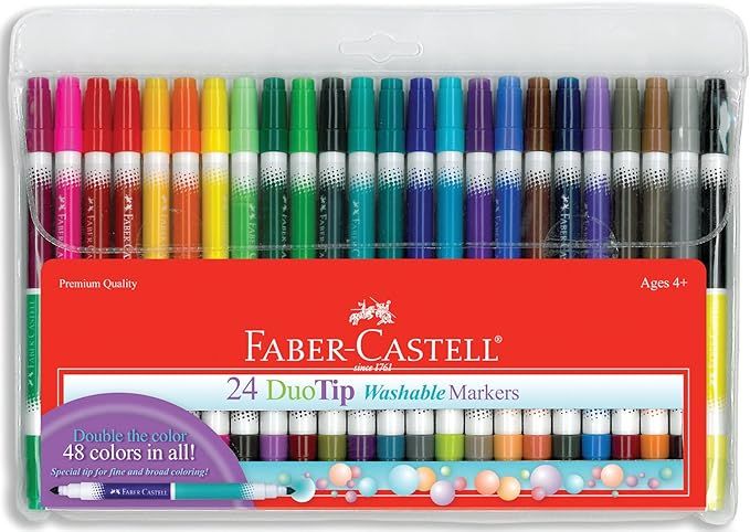 Faber-Castell DuoTip Washable Markers - 24 Markers, 48 Colors | Amazon (US)
