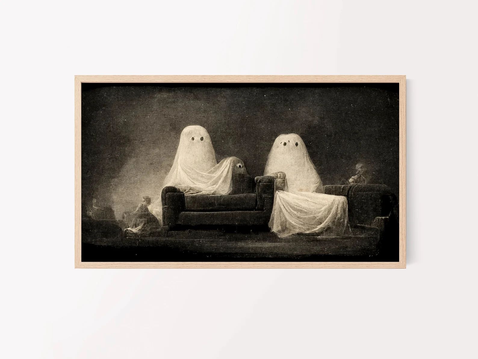 Halloween Ghost Spooky Digital Instant Download Art For Samsung TV Frame TV, Ghosts sitting on so... | Etsy (US)