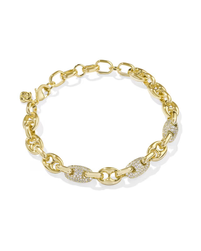 Bailey Gold Pave Chain Bracelet in White Crystal | Kendra Scott