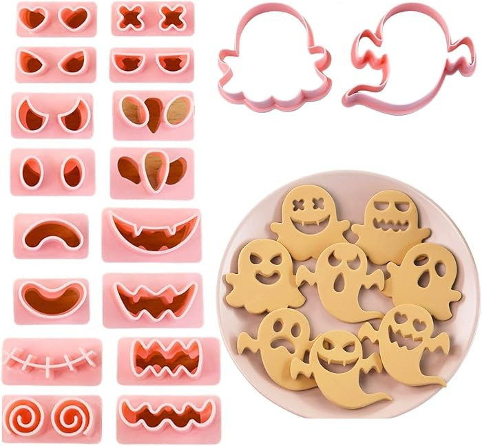 Halloween Cookie Cutter Set-10 pcs 3D Plastic Pressable Ghost Halloween Biscuit Cutters Set,Plast... | Amazon (US)