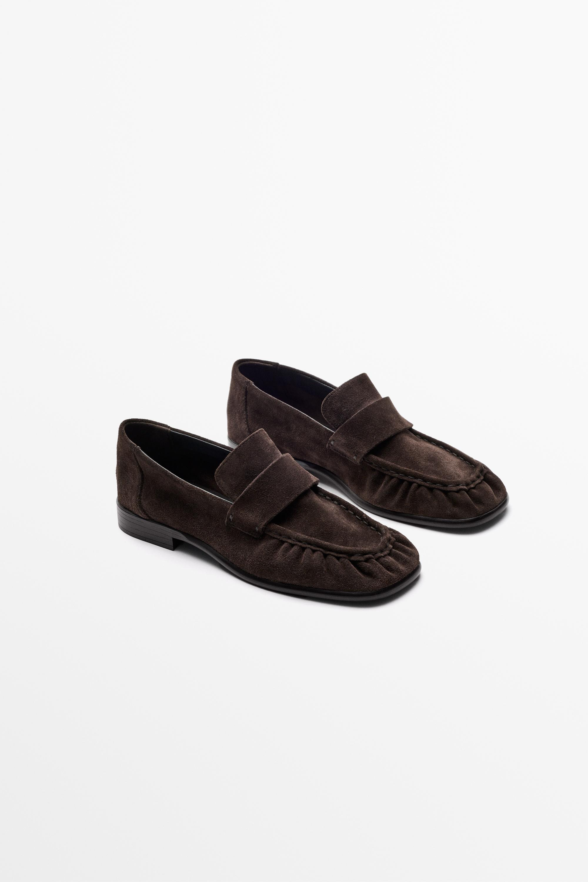 Geraffter Mokassin aus Rauleder | Massimo Dutti DE