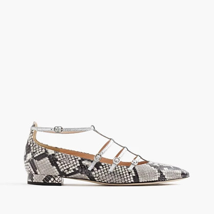 Caged flats in snakeskin-printed leather | J.Crew US