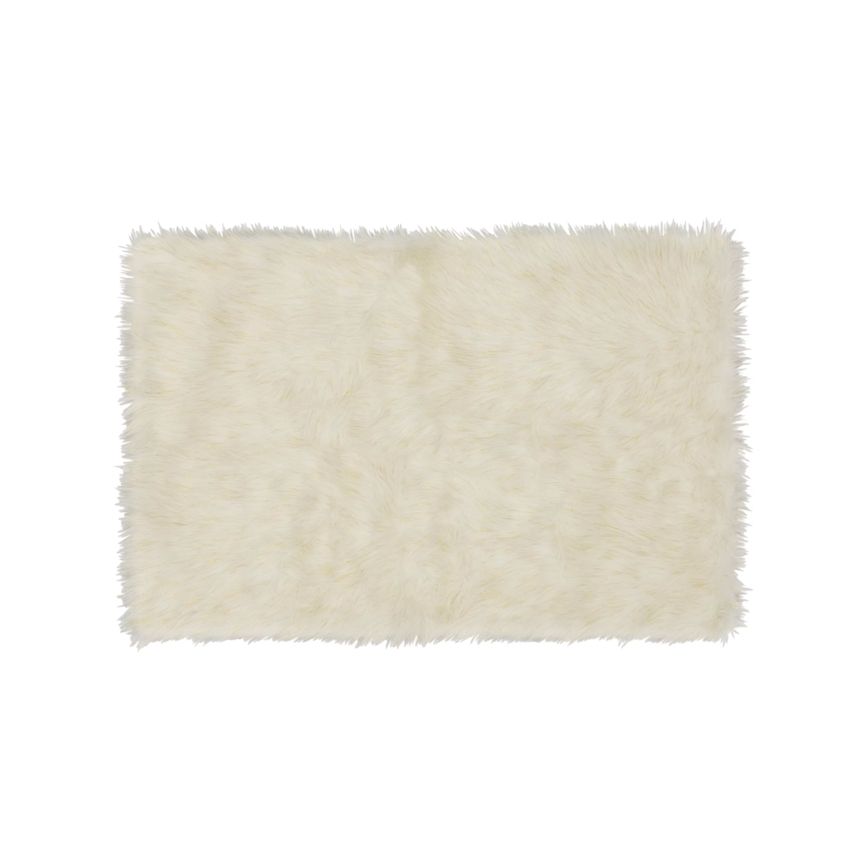 Your Zone 30" x 46" Gold & White Fur Accent Rug | Walmart (US)