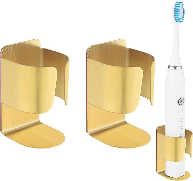 Electric Toothbrush Holder Wall Mount, 304 Stainless Steel Self-Adhesive Bathroom Organizer for E... | Amazon (US)