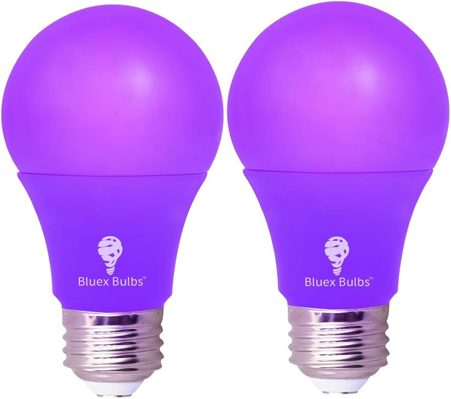 Bluex Bulbs 2 Pack LED A19 Purple Light Bulb - 9W (60Watt Equivalent) - E26 Base LED Purple Bulb,... | Amazon (US)