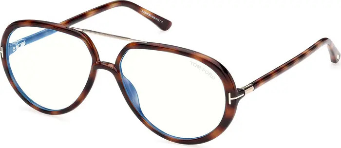 TOM FORD 57mm Aviator Blue Light Blocking Glasses | Nordstrom | Nordstrom