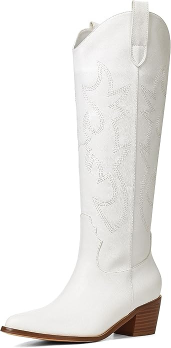 VIMISAOI Western Cowboy Boots for Women Knee High Wide Calf Cowgirl Boots Comfortable Pull-On Poi... | Amazon (US)