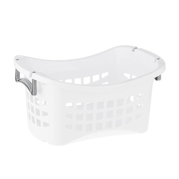 White Stackable Laundry Basket with Grey Handles | The Container Store