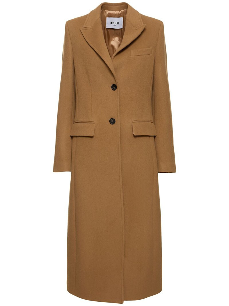 Wool blend felt single breast long coat | Luisaviaroma
