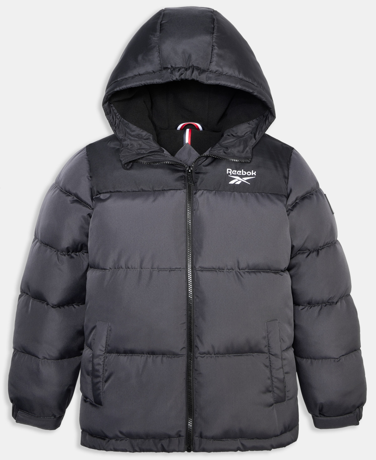 Reebok Big Boys Contrast Yoke Promo Long Sleeve Puffer Jacket - Charcoal | Macy's