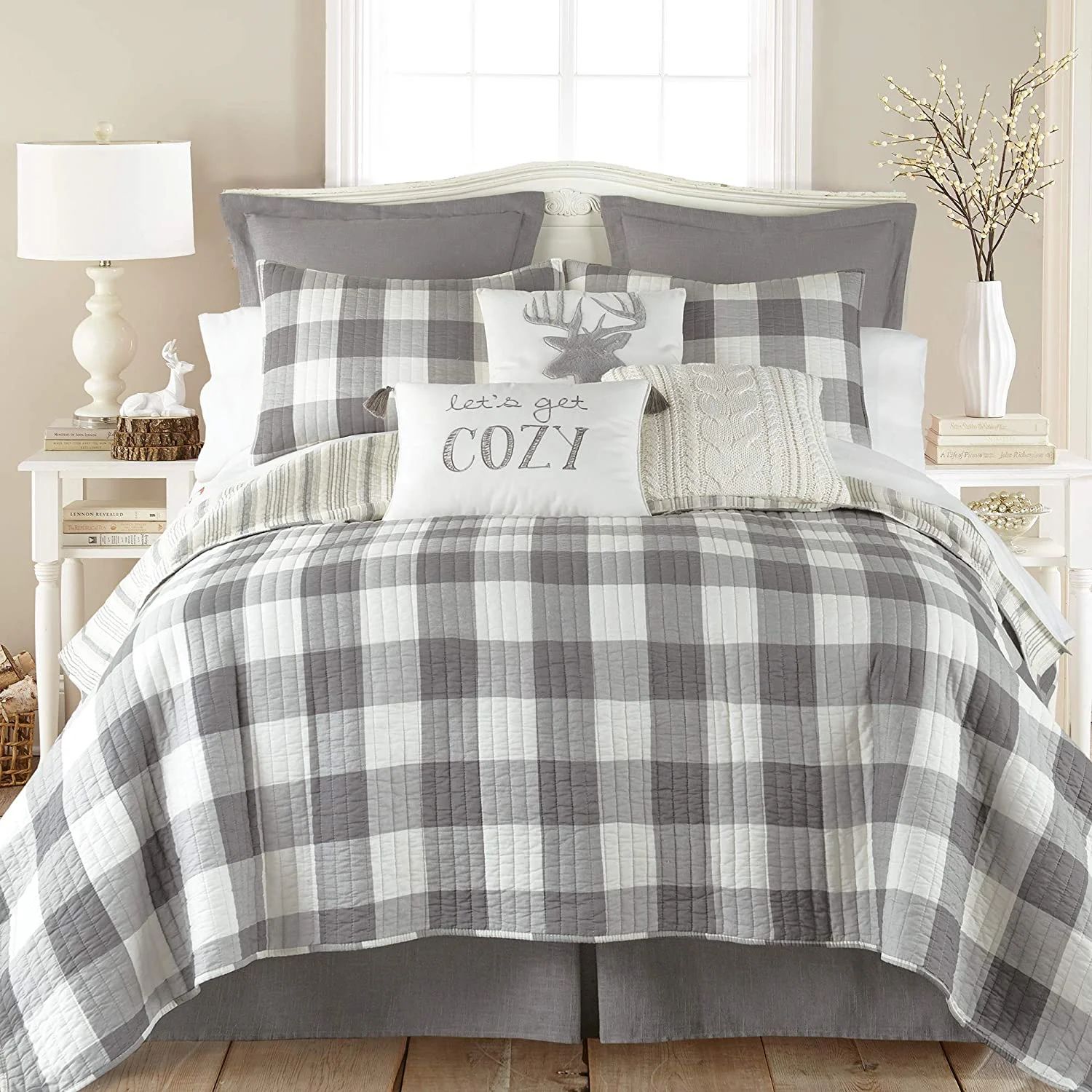 Levtex Home - Camden Quilt Set -Twin Quilt + One Standard Pillow Sham - Buffalo Check in Grey and... | Walmart (US)