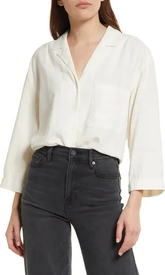 Linen Blend Long Sleeve Camp Shirt | Nordstrom